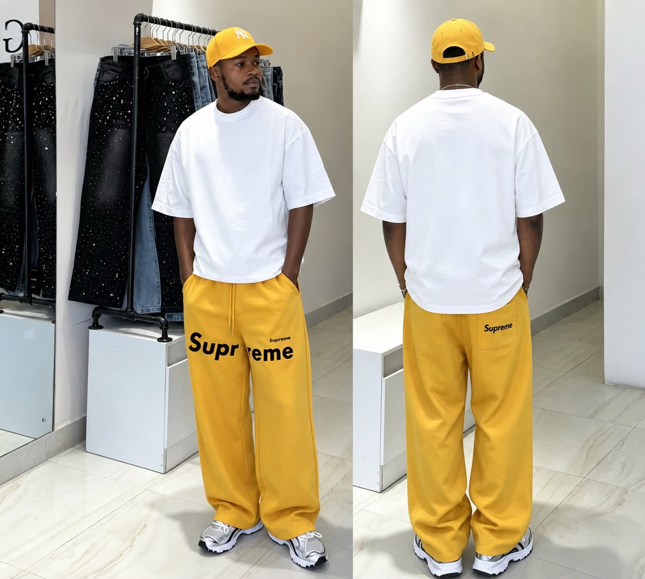 Men's Wide-Leg Graphic Streetwear Joggers