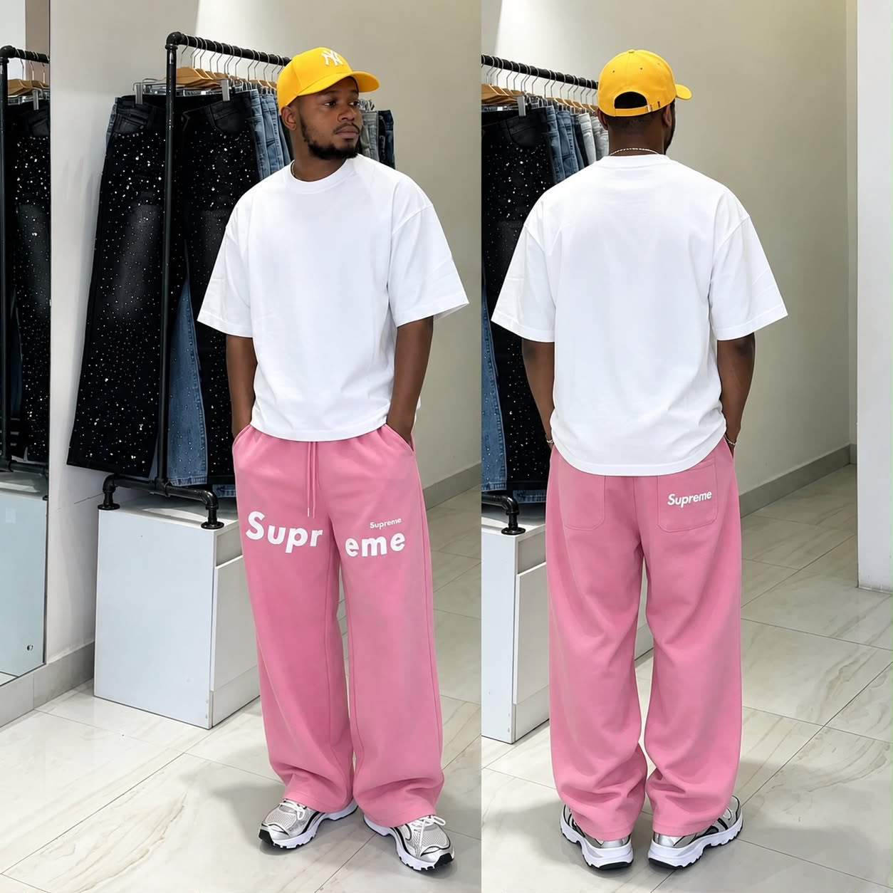 Men's Wide-Leg Graphic Streetwear Joggers