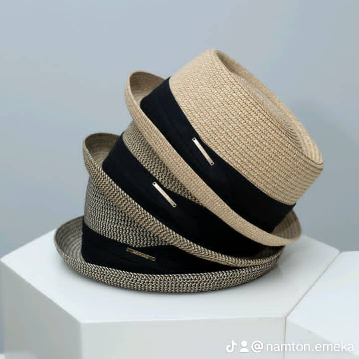 Unisex Straw Fedora Hat with Black Band