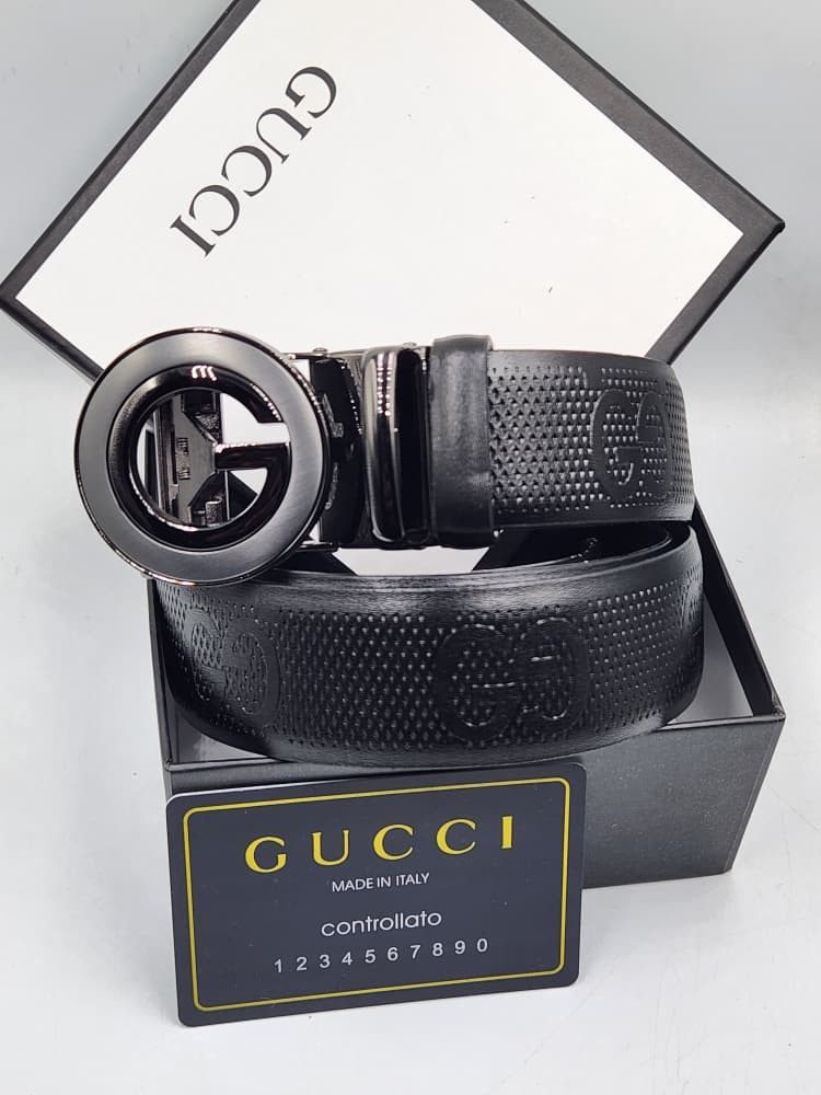 Gucci Interlocking GG Embossed Leather Belt