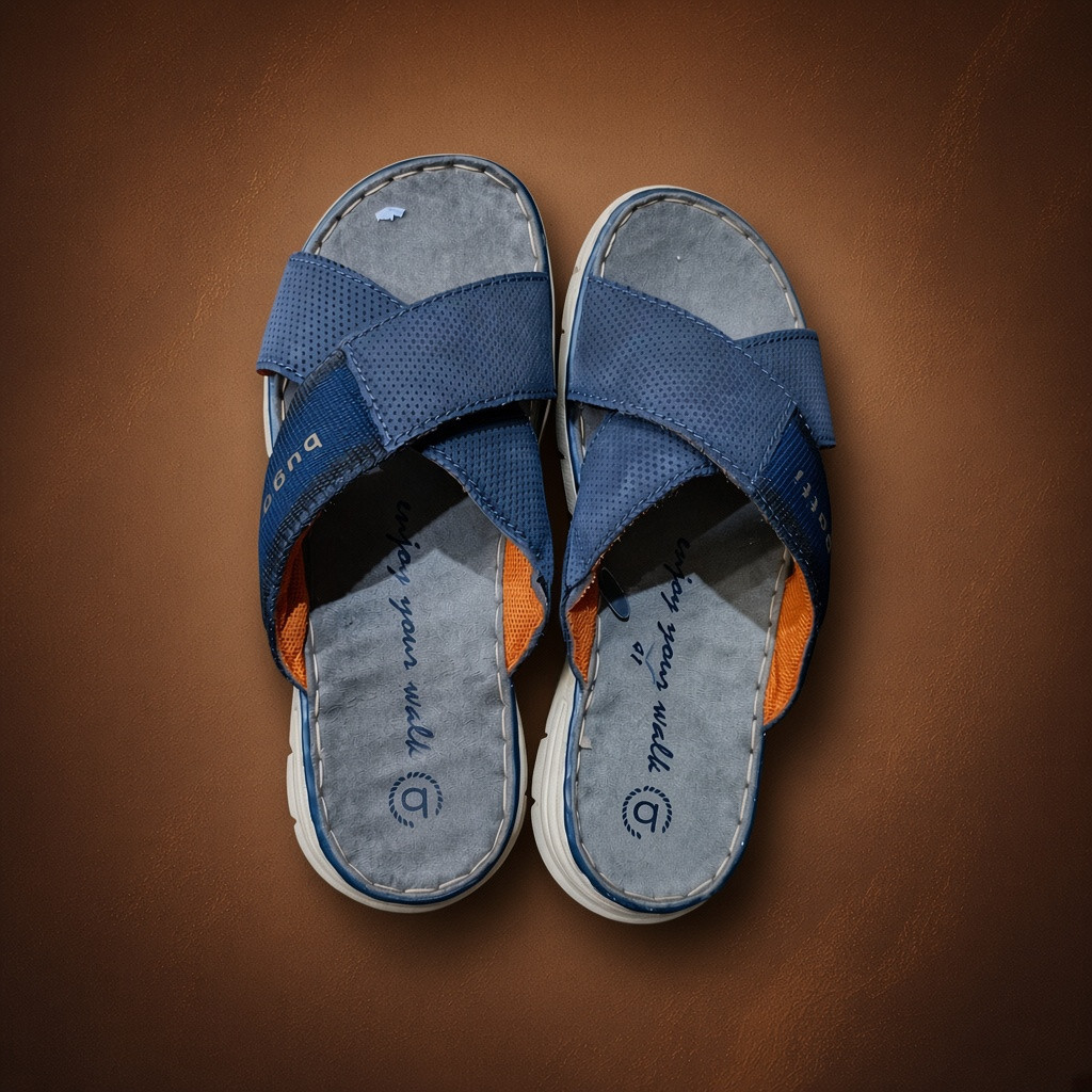 Men's Blue Casual Cross-Strap Sandals