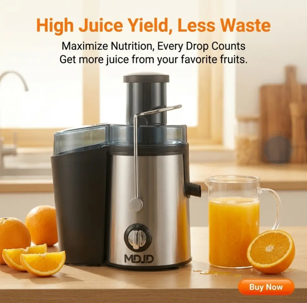 MDJD Large Caliber Whole Fruit Electric Juicer Extractor – High Yield Centrifugal Juice Maker with Stainless Steel Body & Dual Speed Settings