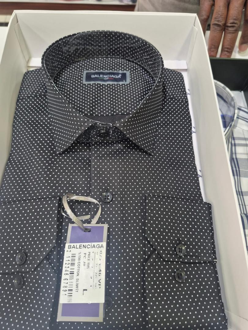 Men's Black Micro Dot Slim Fit Cotton Shirt