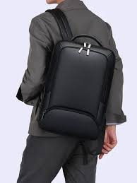 Men’s Black Laptop Backpack – Minimalist Business, Office & Travel Backpack