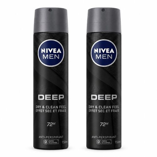 NIVEA Deep Anti-Perspirant Spray For Men 72h - 200ml (Pack Of 2)