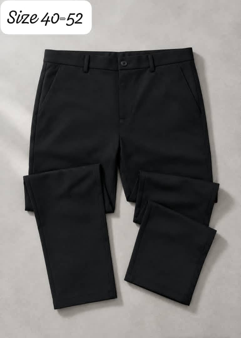 Men’s Black Casual Trousers – Slim Fit Stretch Pants