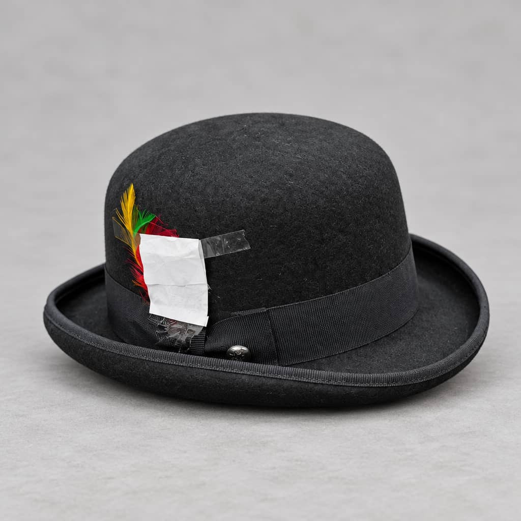 Vintage Black Bowler Derby Hat for Men – Premium Felt Structured Formal Hat with Grosgrain Ribbon & Feather Accent