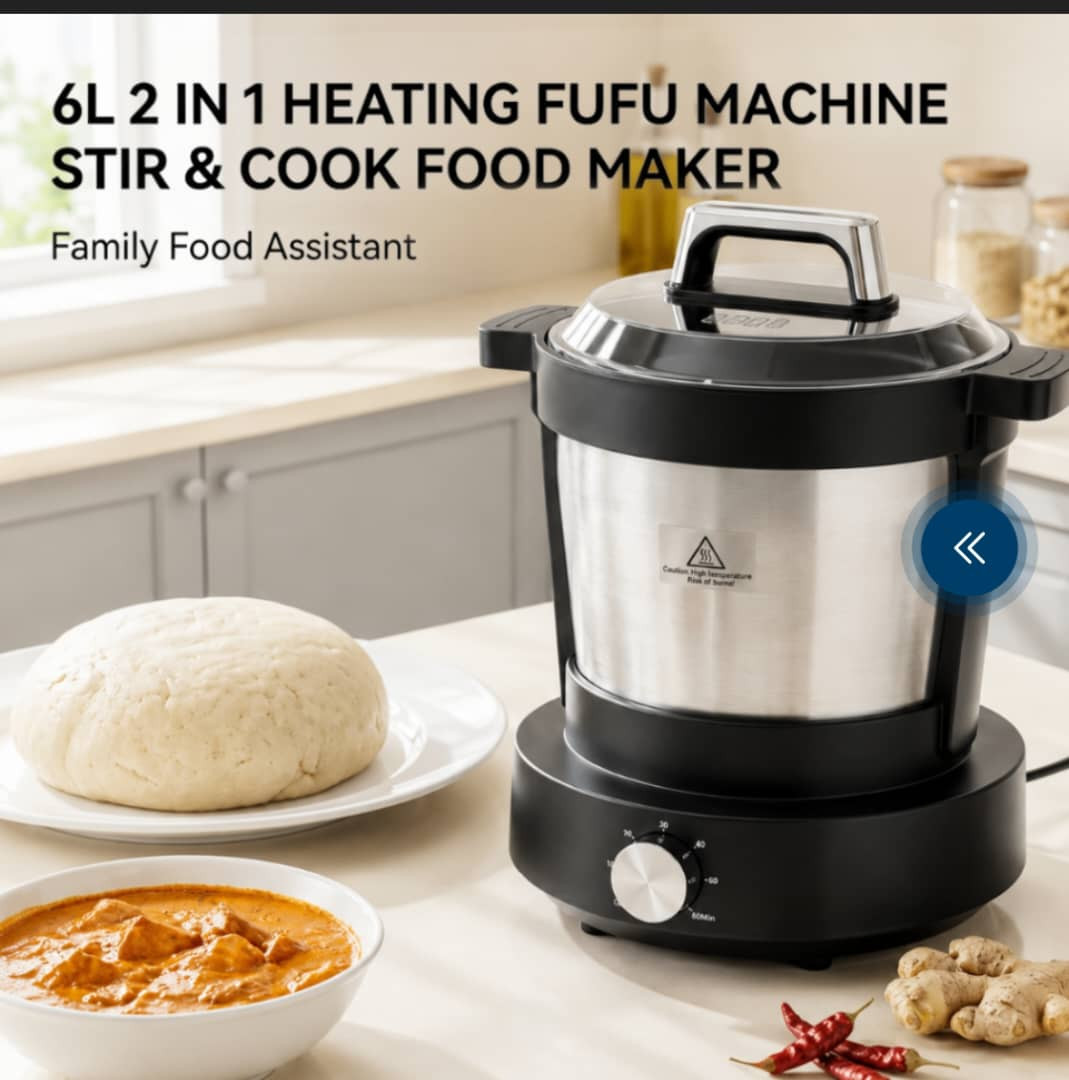 6 Litre 2-in-1 Automatic Electric Fufu Machine – Automatic Stirring & Heating Swallow Cooker for Family Kitchens