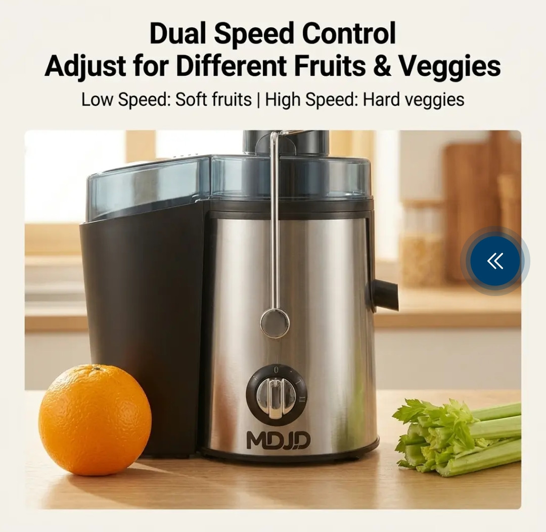 MDJD Large Caliber Whole Fruit Electric Juicer Extractor – High Yield Centrifugal Juice Maker with Stainless Steel Body & Dual Speed Settings