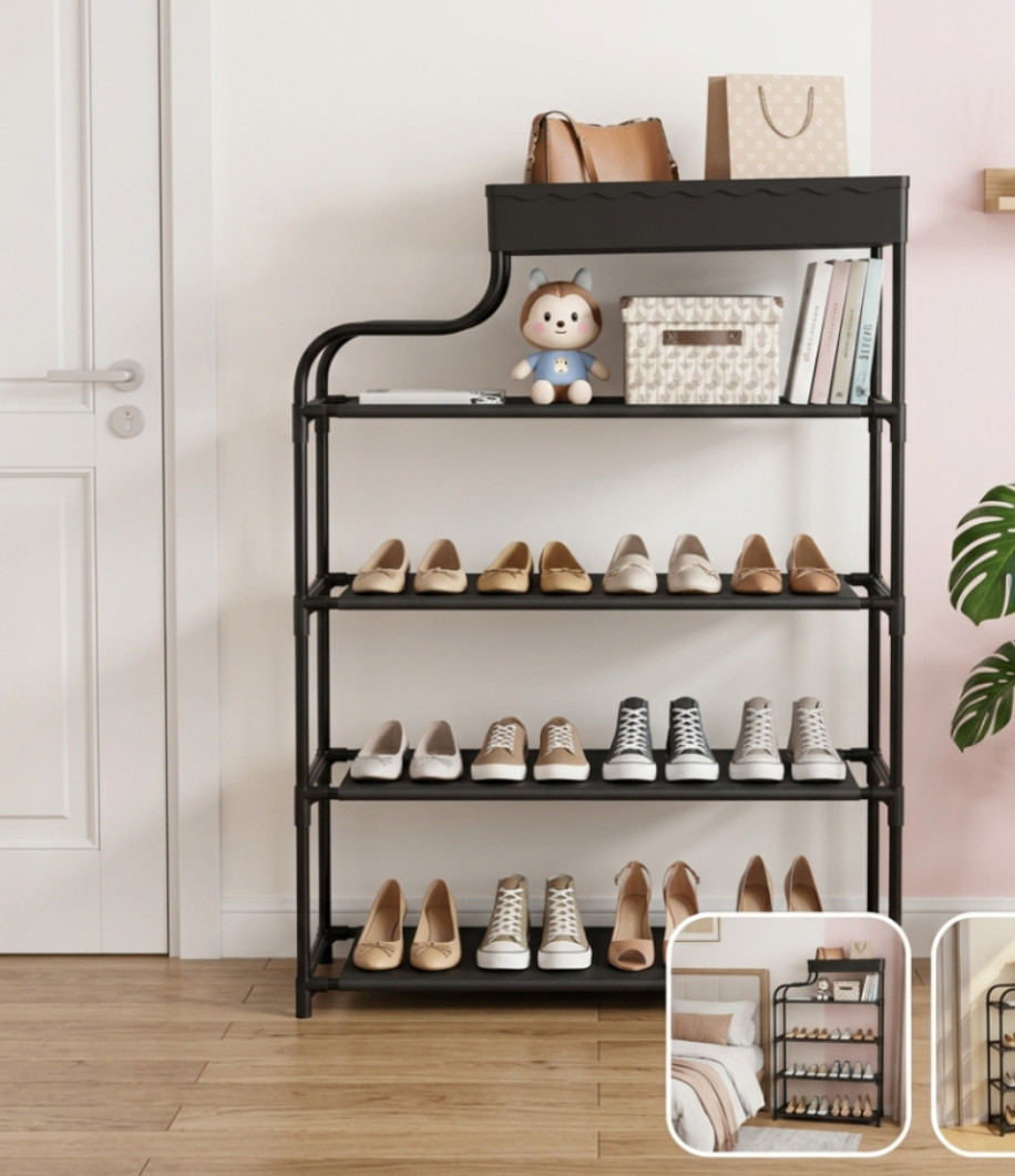 Modern 4-Tier Shoe Shelf Organizer – Detachable Drain Top Storage Tray, High Capacity Holds 20+ Pairs for Entryway & Bedroom