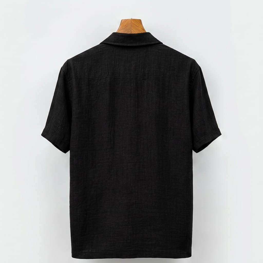 Men's Black Short Sleeve Printed Shirt