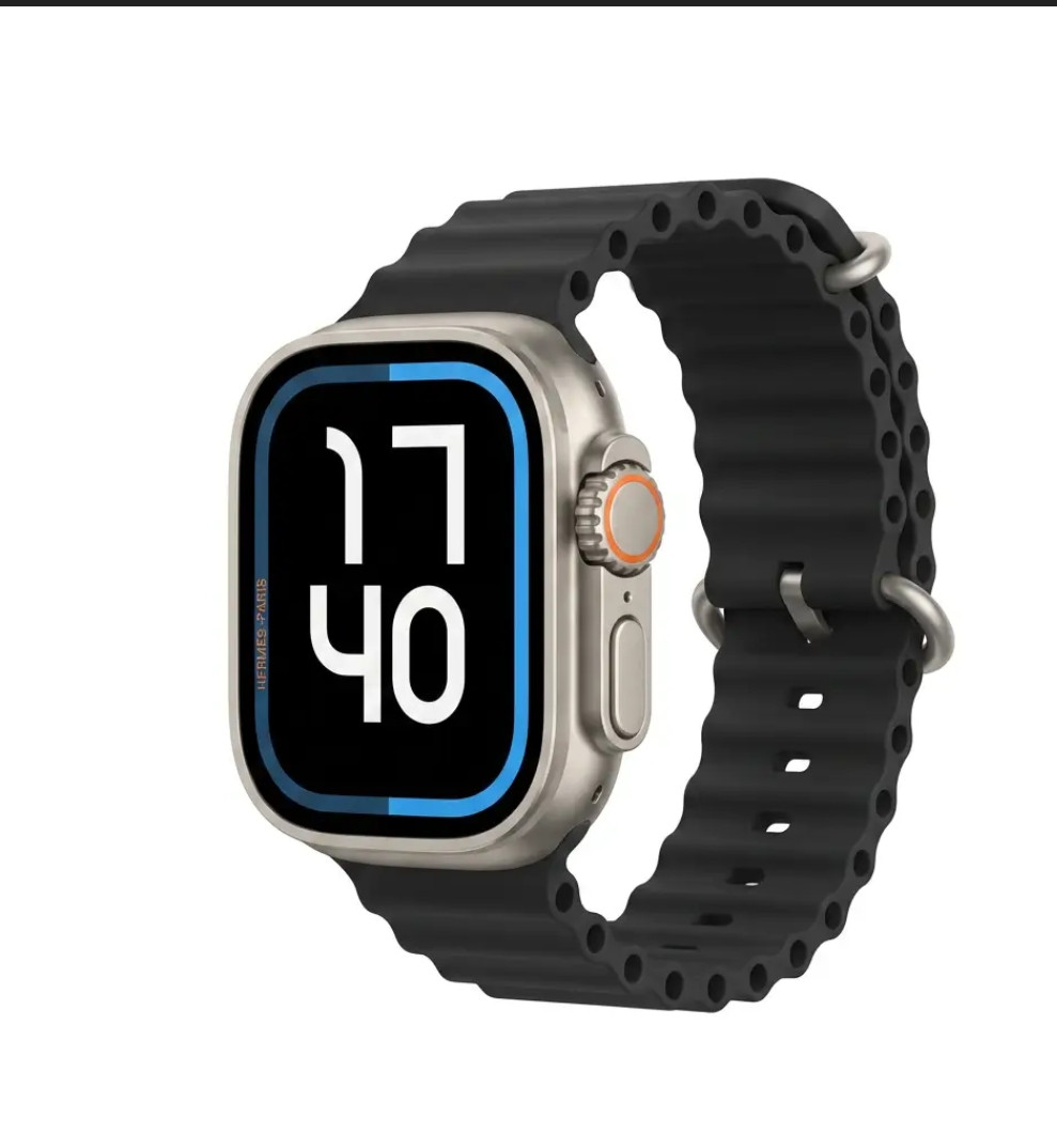 49mm Ultra Series Smartwatch – Titanium Alloy Casing with Black Ocean Strap, Heart Rate Monitor & Bluetooth Phone Calls