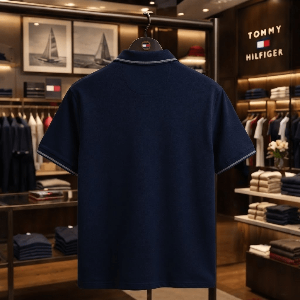 Men's Casual Navy Blue Polo Shirt – Short Sleeve Designer-Inspired Collared T-Shirt