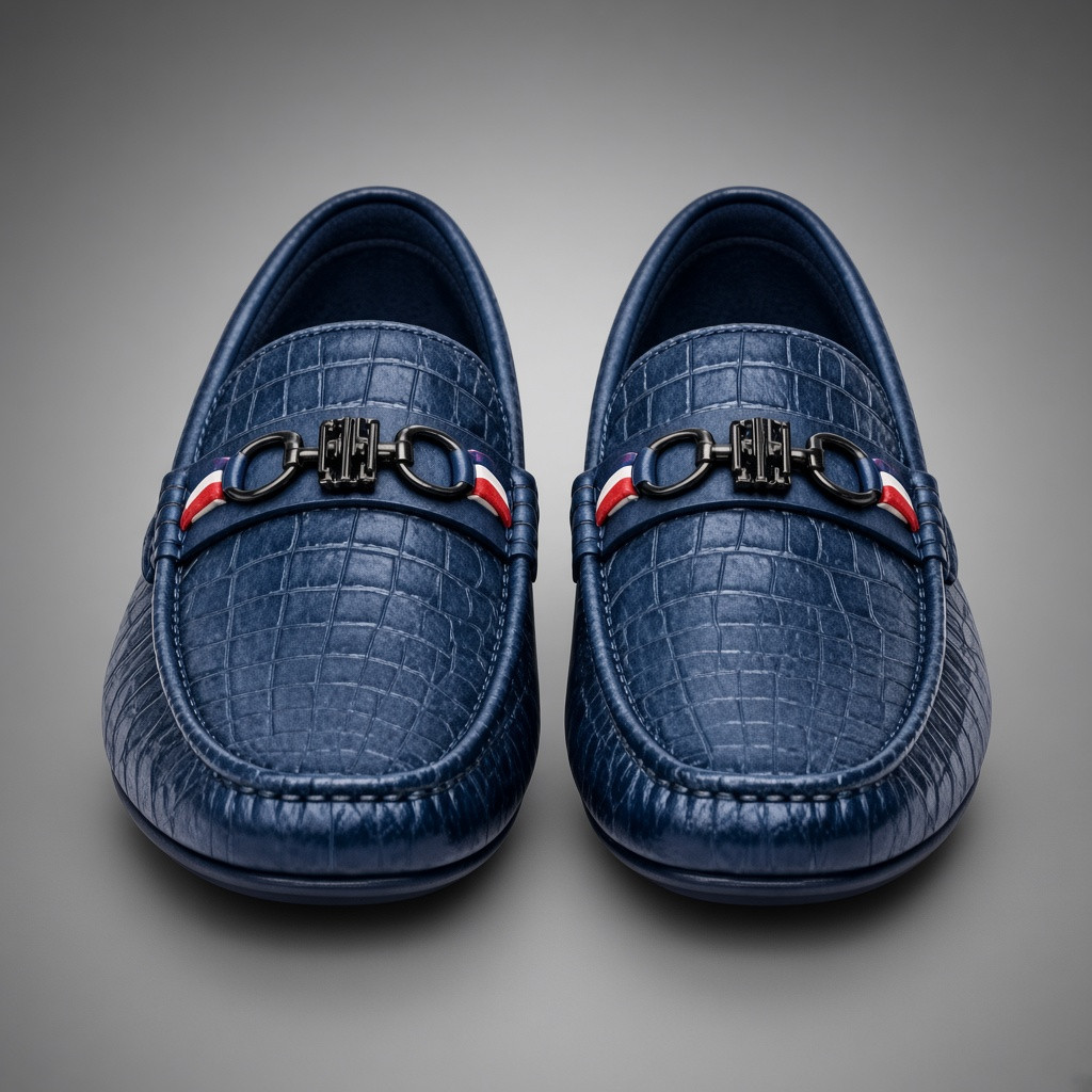Men's Croco-Embossed Leather Bit Loafers