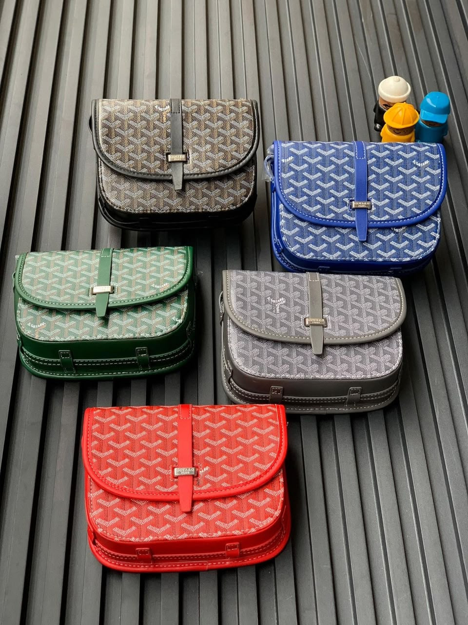 Designer Goyardine Chevron Pattern Messenger Shoulder Sling Bag with Flap Closure & Strap (Available in Multicolors)