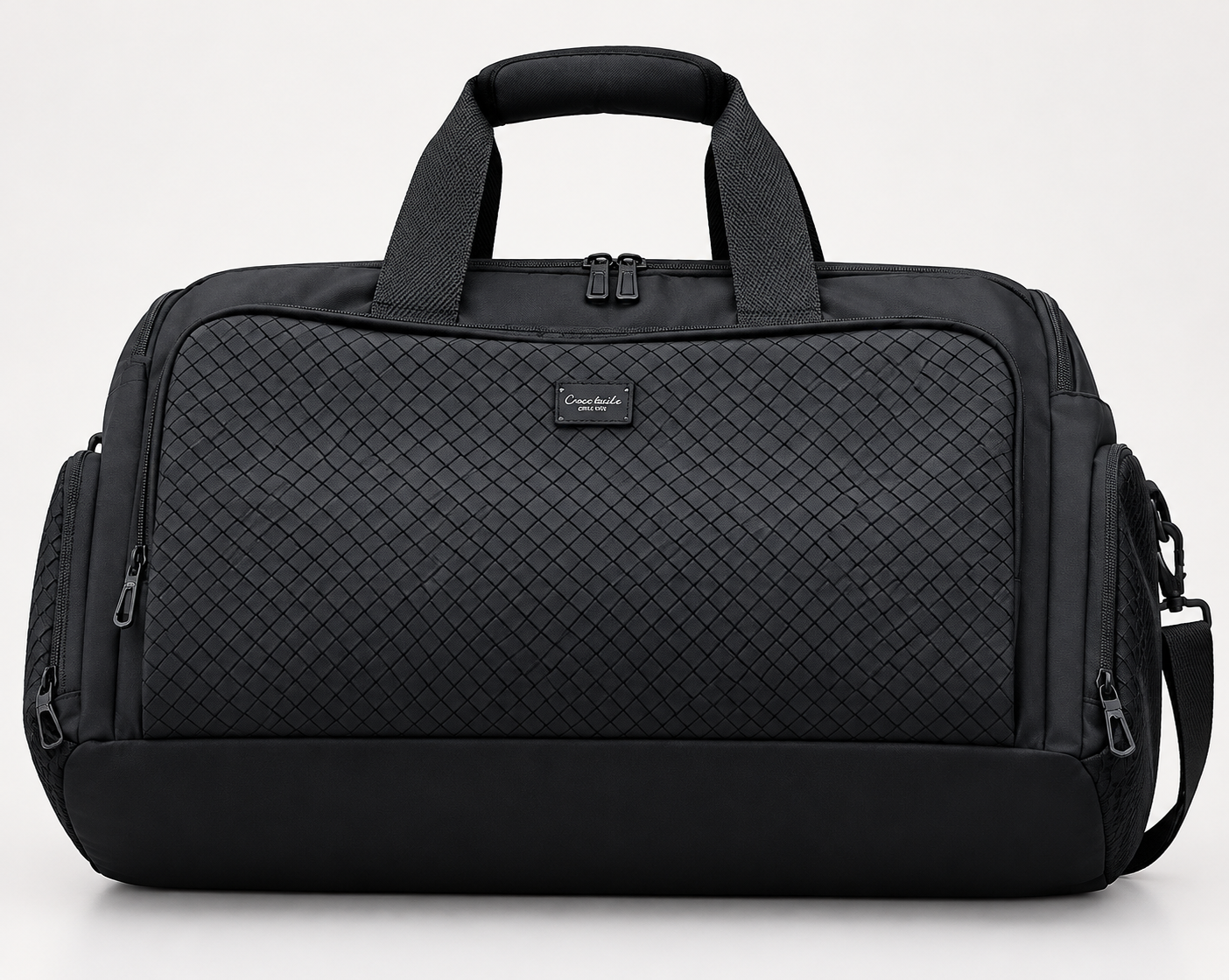 Men's Woven-Pattern Sports Gym Duffle Bag – Waterproof Travel Holdall with Independent Shoe Storage & Wet Item Pocket