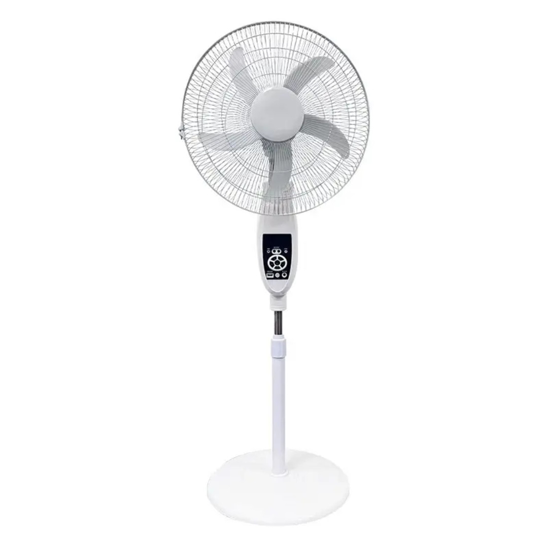 Rechargeable Solar Standing Pedestal Fan with External Solar Panel, USB Power Bank Output Port & Multi-Speed Control Panel