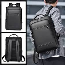Premium Black Business Laptop Backpack with Front Zip Pockets