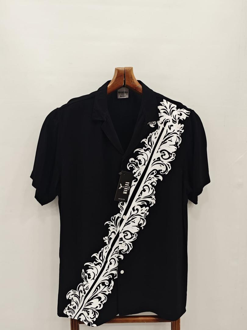 Men's White Short Sleeve Printed Shirt