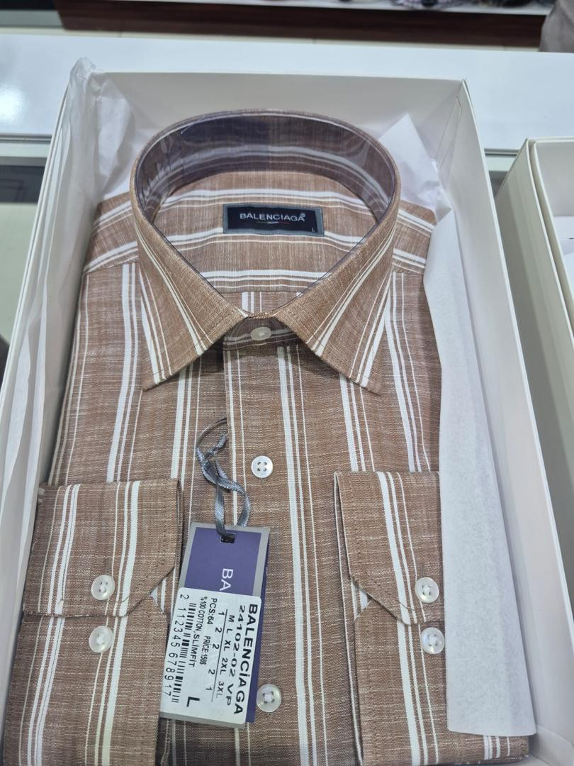 Men's Slim Fit 100% Cotton Striped Long-Sleeve Shirt