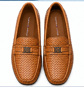 Tommy Hilfiger Men's Brown Woven Pattern Horsebit Loafers